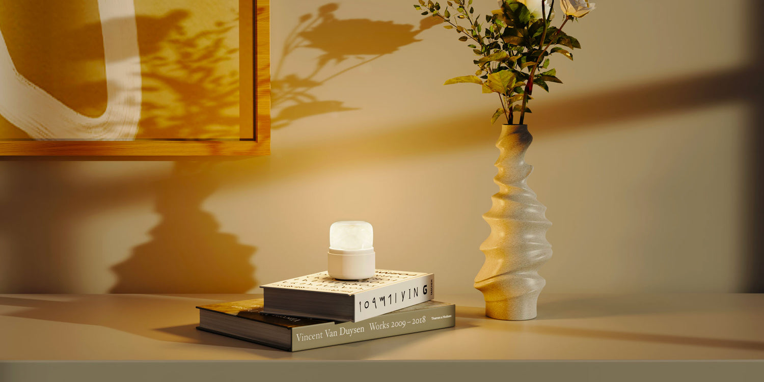 OIXDESIGN, MiniGem Marble Table Lamp,  Aba White Onyx