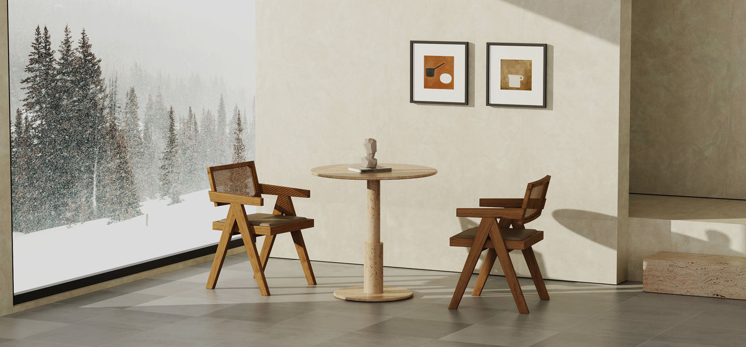 RoundTwin Elite Dining Table - Italian Classico Travertine