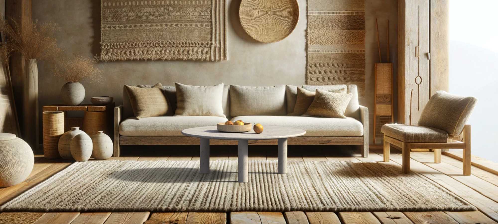 OIXDESIGN All Marble Tales Collection, RoundHaven Coffee Table, Italian Carrara Marble, Front View