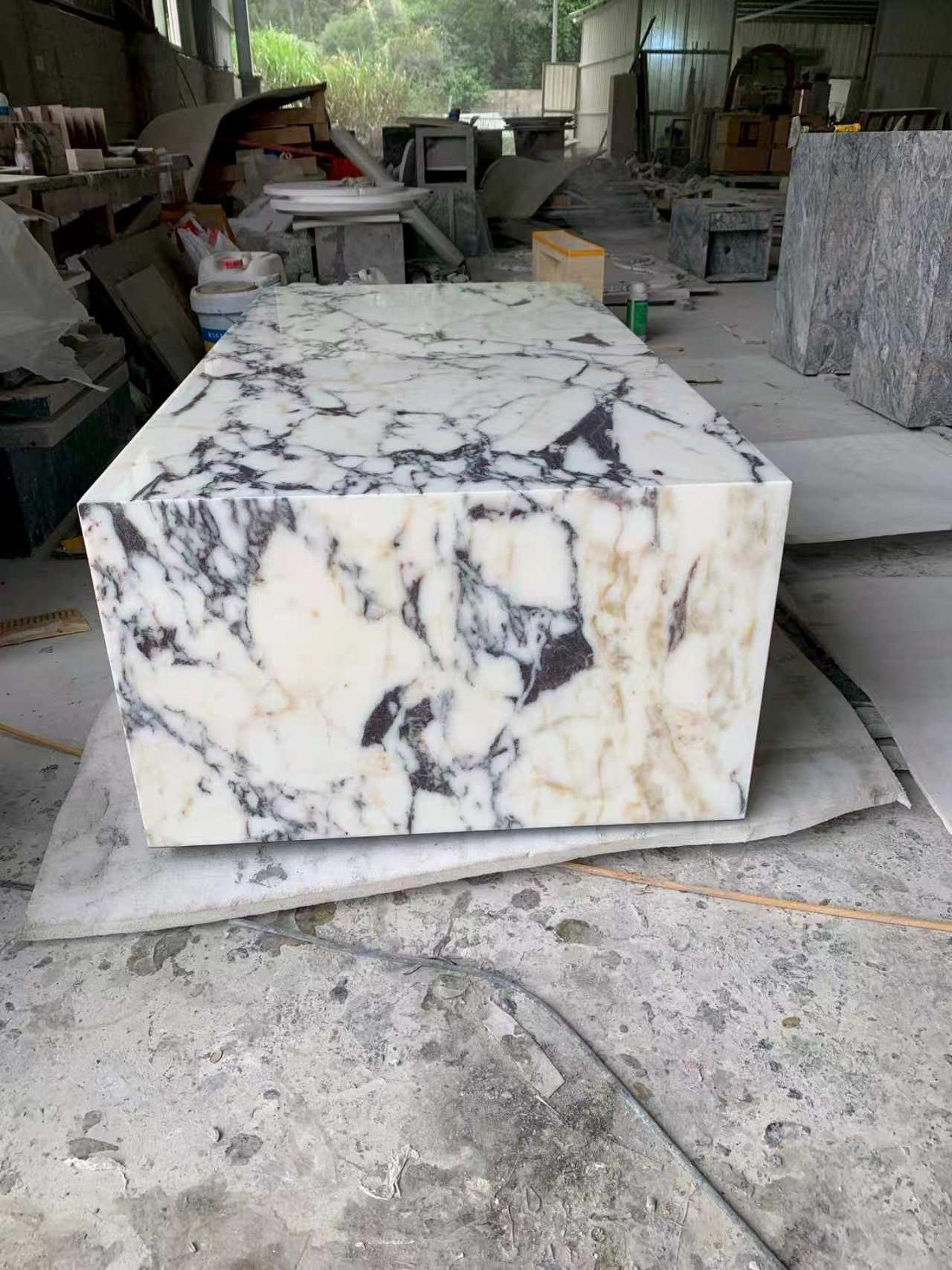 Mesa de centro rectangular con zócalo de mármol ViolaPlinth - Calacatta italiana Viola 