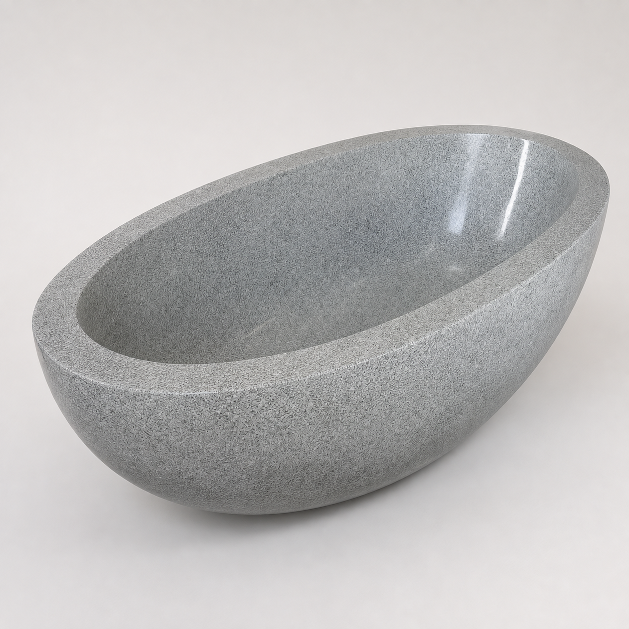 Alura BT-065A Alpine Silver Granite freestanding soaking bathtub enlarged three-quarter product view