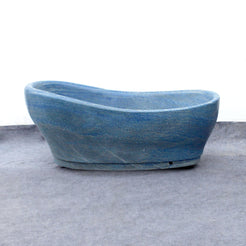 Azzara BT-168A Azura Blue Quartzite freestanding soaking bathtub, real full-frame side profile view