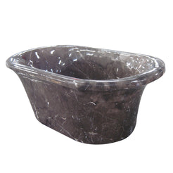 Bellora Dark Emperador Marble flared-rim bathtub, studio three-quarter visualization