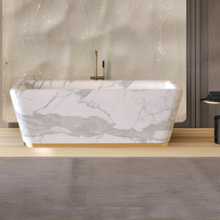 Fiorenne BT-132A Italian Firenze Marble freestanding soaking bathtub, design rendering
