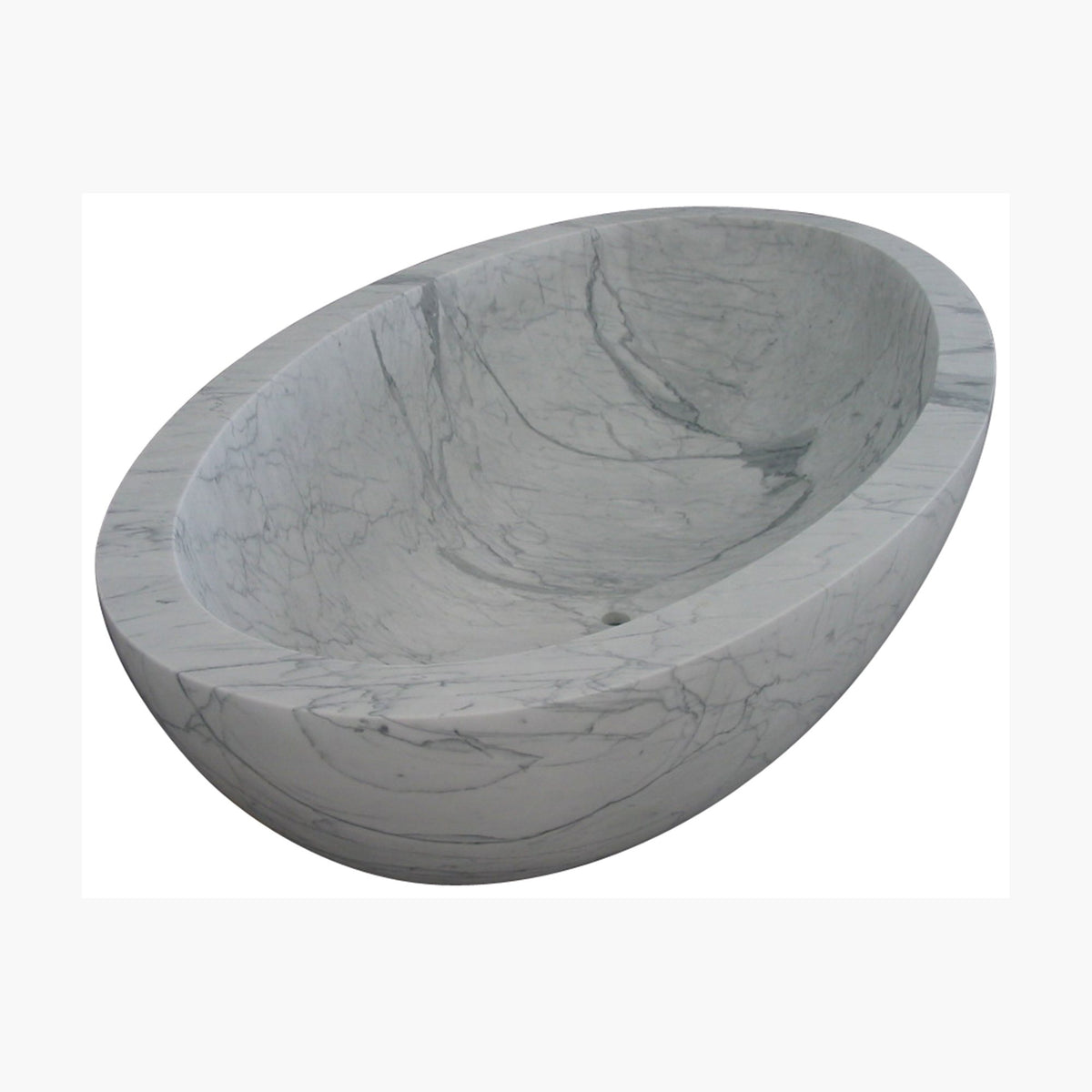 Lysara Carrara White Marble bathtub, studio three-quarter visualization