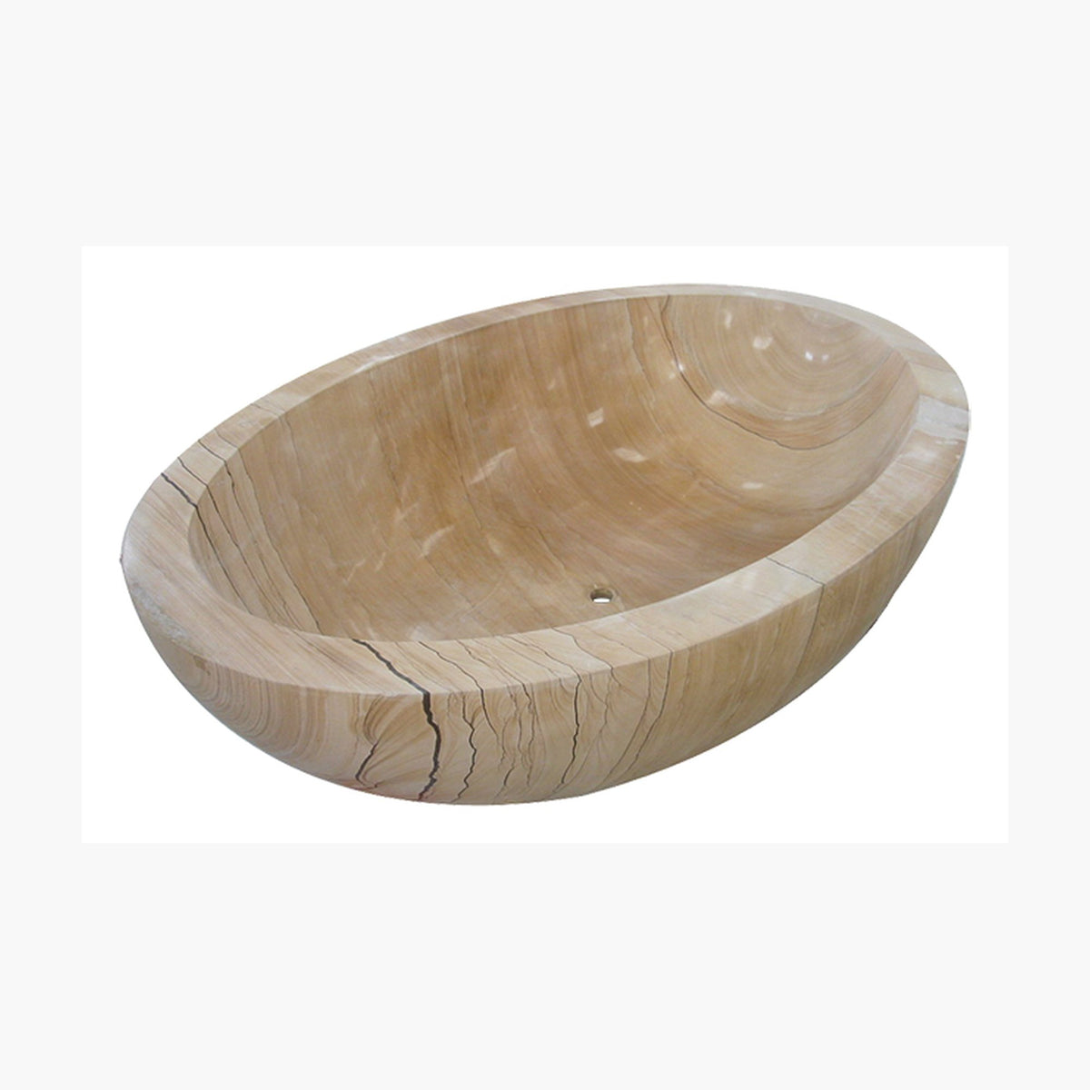 Lysara Natural Sandstone bathtub, studio three-quarter visualization