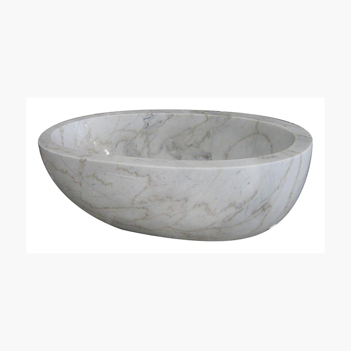 Marella Ivory Cloud Marble bathtub, studio side-view visualization