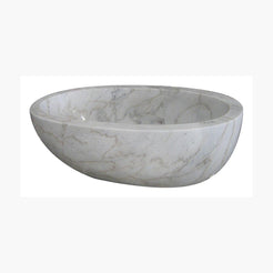 Marella Ivory Cloud Marble bathtub, studio side-view visualization