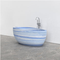Navira Azura Blue Quartzite bathtub, studio three-quarter visualization