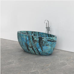Navira Danube Blue Quartzite bathtub, studio three-quarter visualization