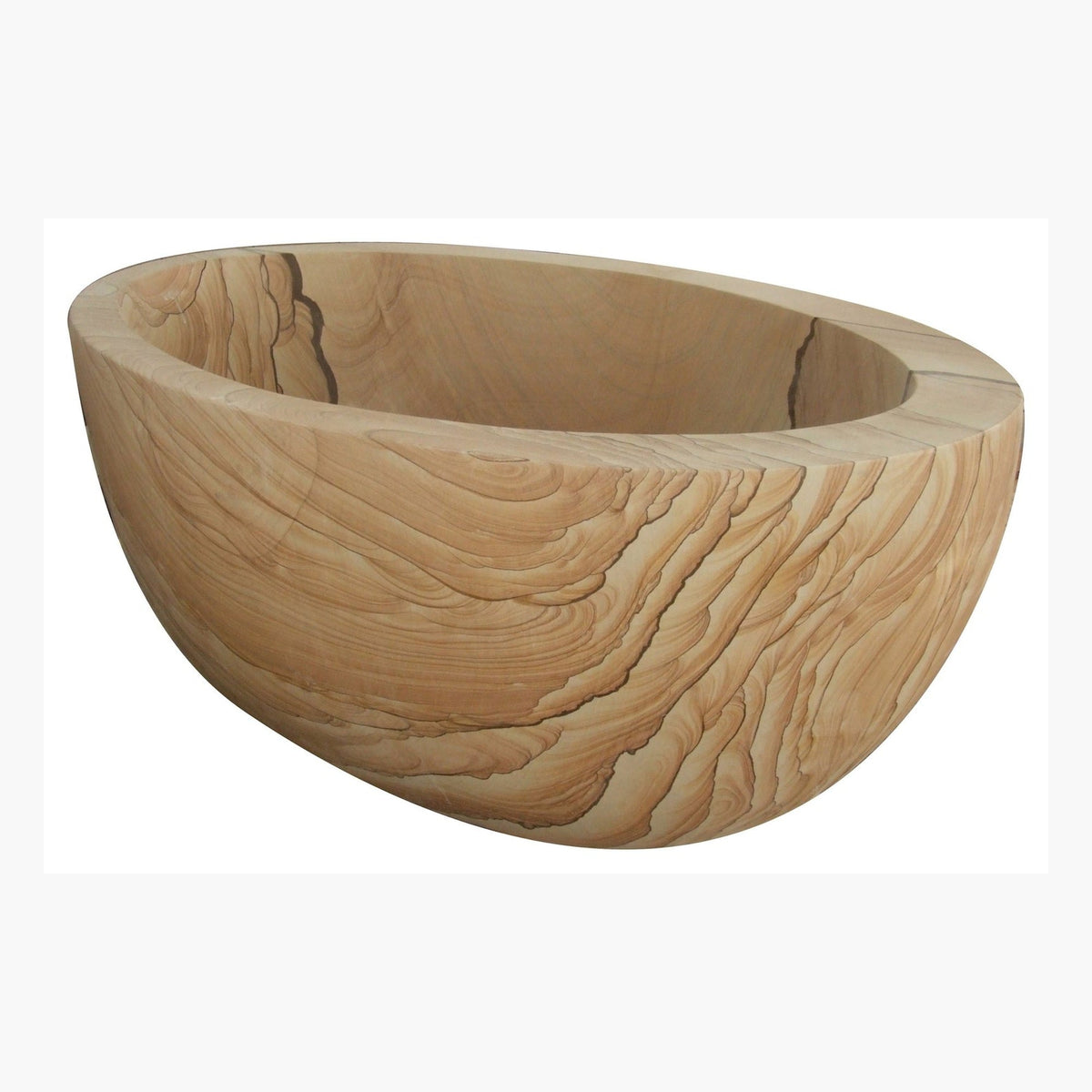 Navira Natural Sandstone bathtub, studio three-quarter visualization