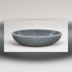 Nerida Blue-Gray Granite freestanding bathtub, three-quarter studio visualization