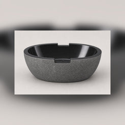 Noctira Absolute Black Granite freestanding bathtub, three-quarter studio visualization