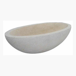 Orelia Galala Cream Marble wide oval bathtub, studio three-quarter visualization