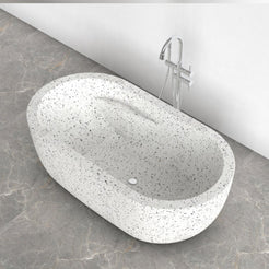 Serelle Alba White Terrazzo bathtub, studio three-quarter visualization
