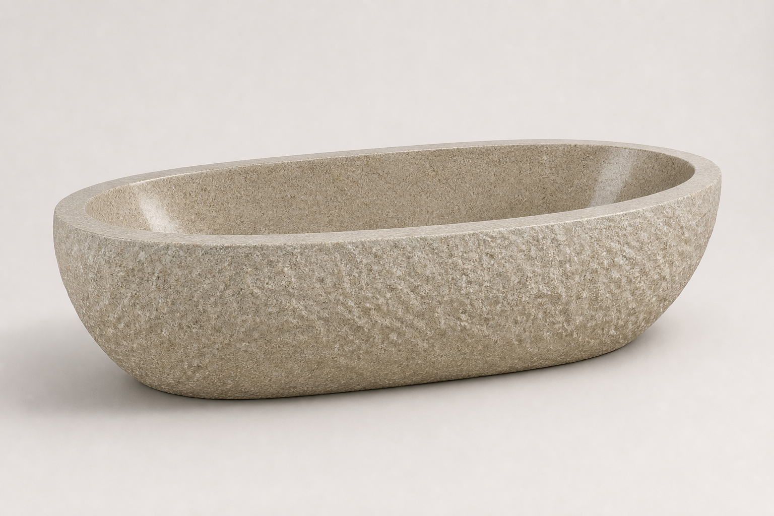 Solea warm beige-gold G682 Rust Granite bathtub, premium studio visualization