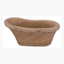 Solenne Natural Sandstone raised-end bathtub, studio three-quarter visualization