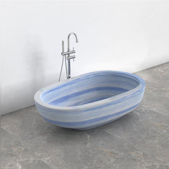 Soreia Azura Blue Quartzite bathtub, studio three-quarter visualization