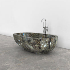 Soreia Celestia Blue Quartzite bathtub, studio three-quarter visualization