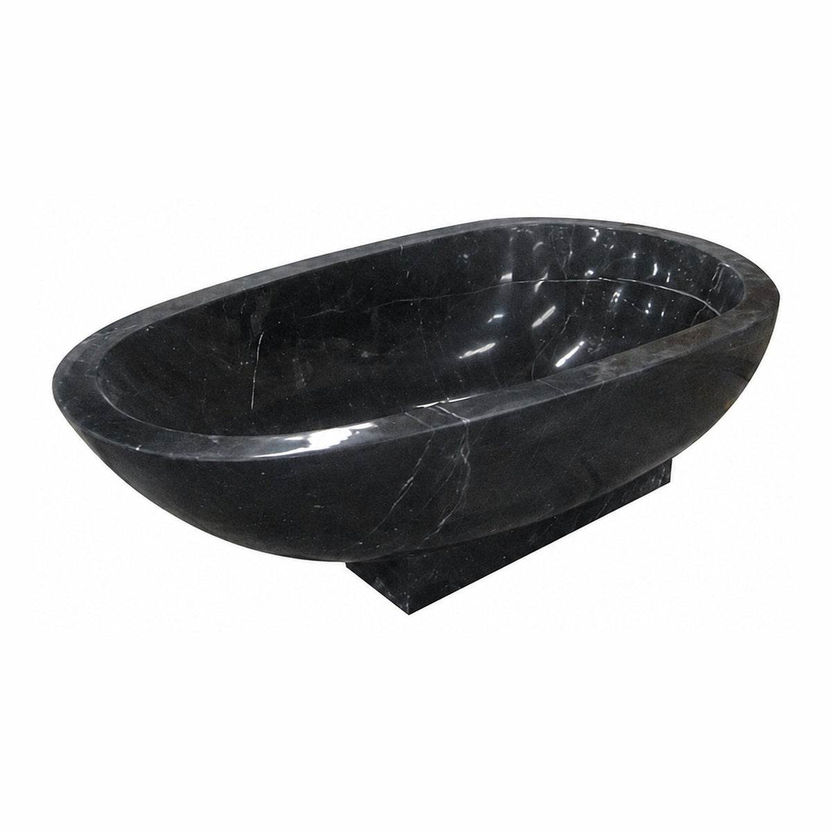 Soreia Portoro Black Marble bathtub, studio three-quarter visualization