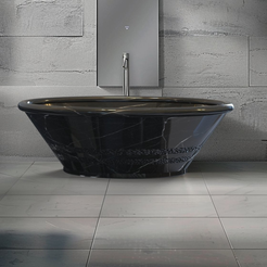 Torenne BT-133A Portoro Black Marble freestanding soaking bathtub, design rendering