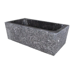 Virelle Dark Emperador Marble rectangular bathtub, studio three-quarter visualization