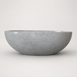 Alura BT-065A Alpine Silver Granite freestanding soaking bathtub enlarged side profile product view