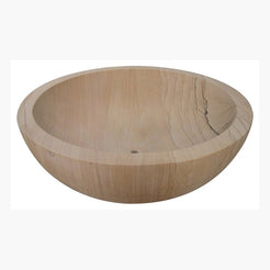 Aureva Natural Sandstone round bathtub, alternate studio visualization