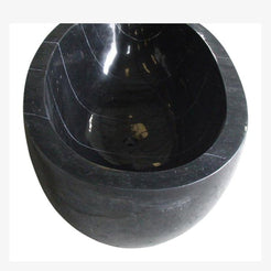 Aveline Portoro Black Marble freestanding soaking bathtub, full-frame top and interior view