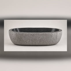 Cavira Charcoal Mist Granite bathtub, full side profile