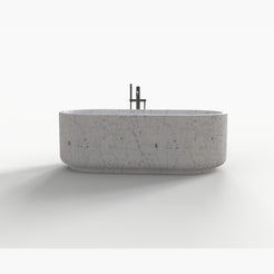 Lysenne BT-130A Carrara White Marble freestanding bathtub design rendering, front view