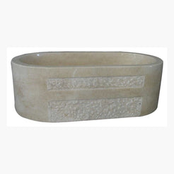 Mavelle Galala Marble rounded-rectangle bathtub, studio front-view visualization