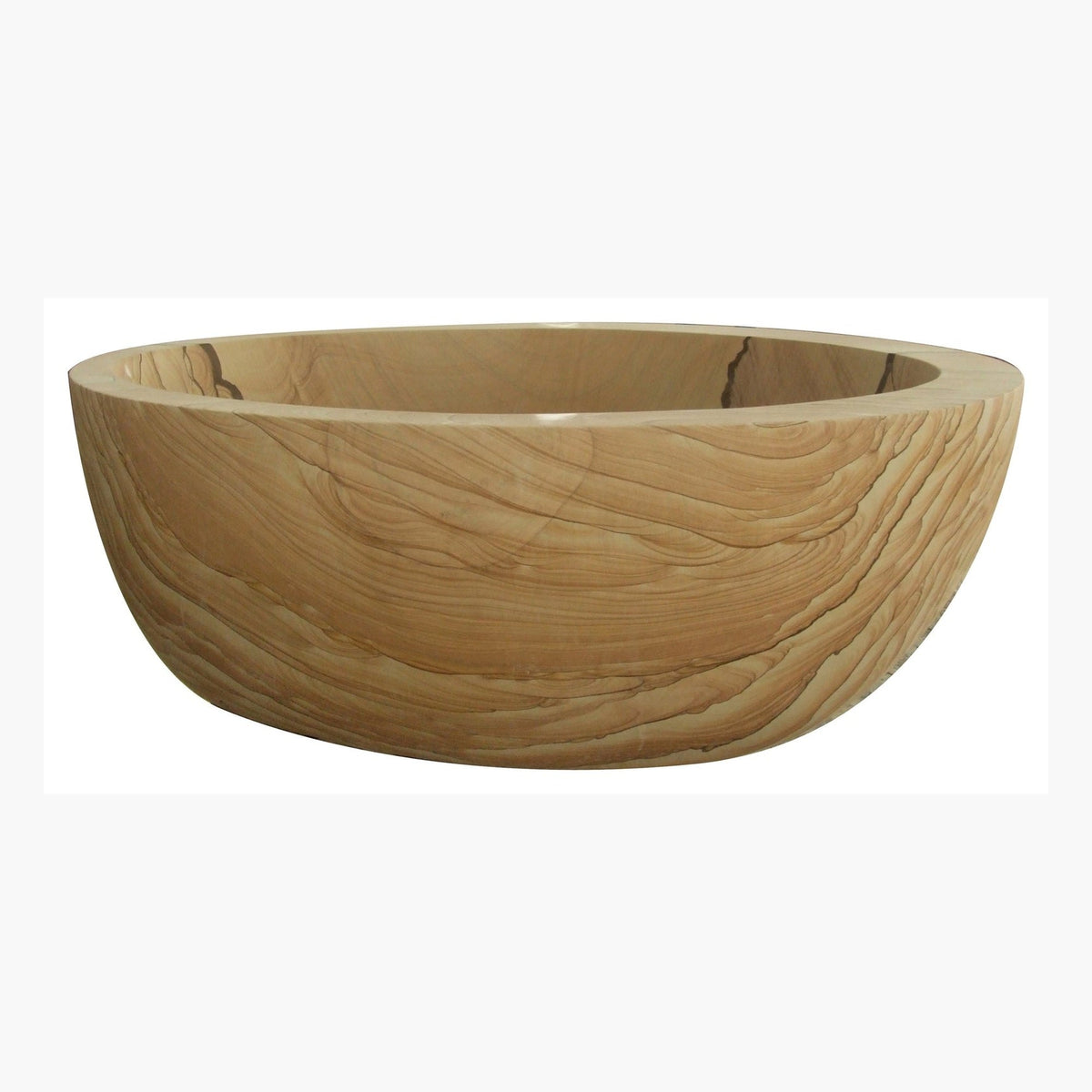Navira Natural Sandstone bathtub, studio front-view visualization