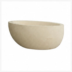 Navira White Sand Beige Limestone bathtub, studio raised-end profile visualization