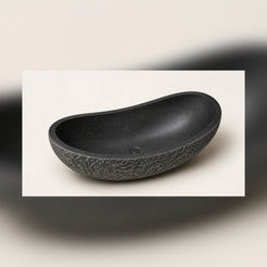 Noira Natural Black Granite bathtub, top interior studio visualization with center drain