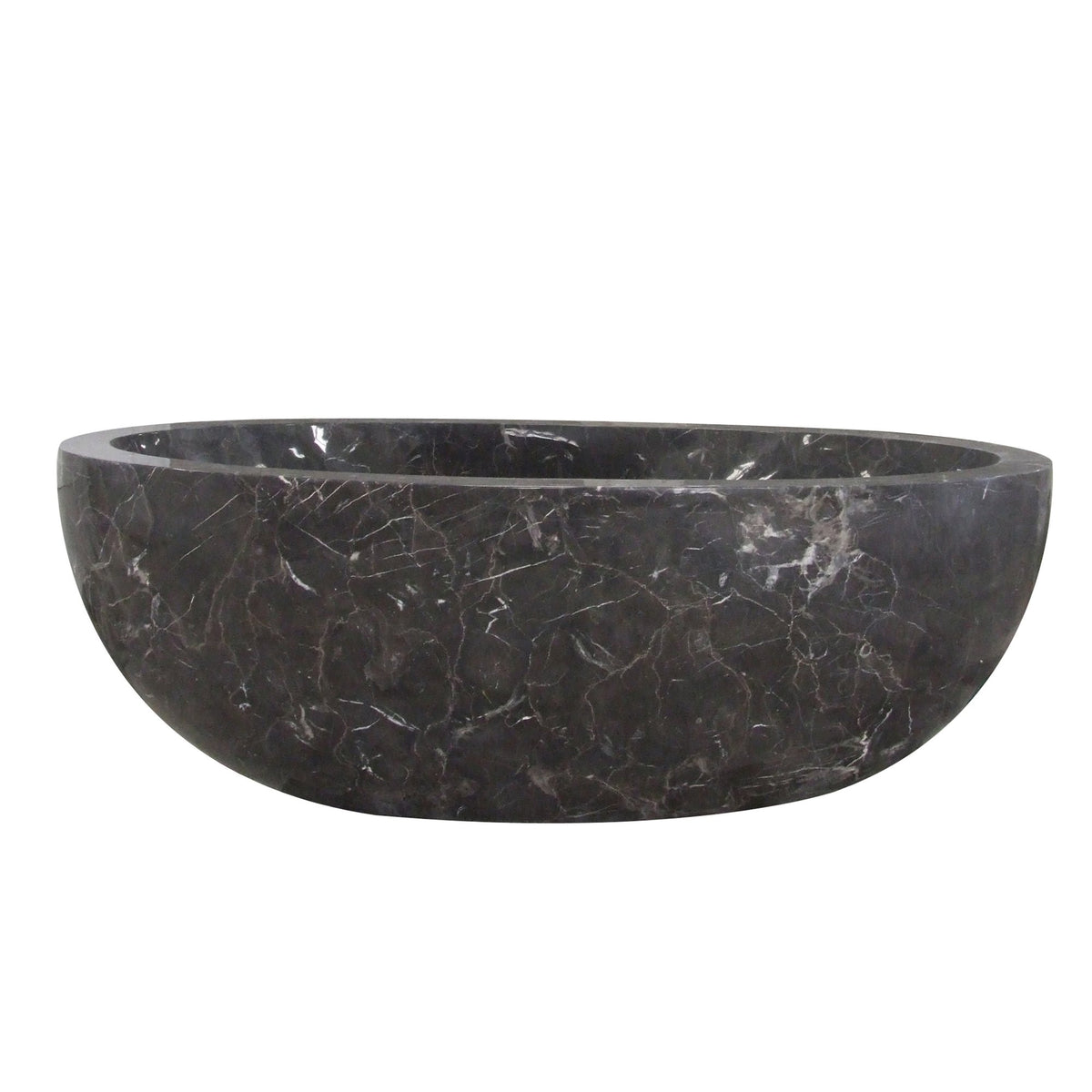 Norelle Dark Emperador Marble bathtub, studio front-view visualization