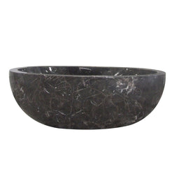 Norelle Dark Emperador Marble bathtub, studio front-view visualization