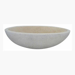 Orelia Galala Cream Marble wide oval bathtub, studio front-view visualization