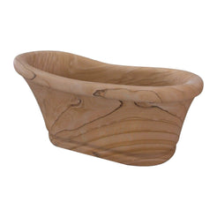Solenne Natural Sandstone raised-end bathtub, studio front-view visualization