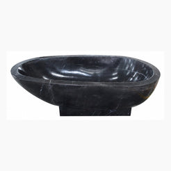 Soreia Portoro Black Marble bathtub, studio front-view visualization