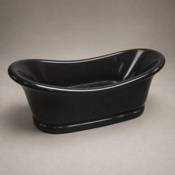 Vallora Absolute Black Granite freestanding bathtub, opposite studio angle