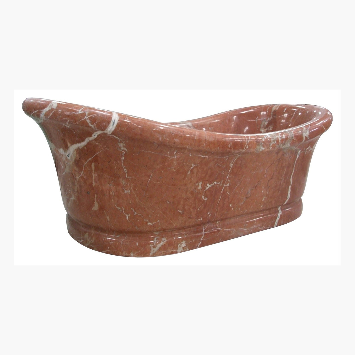 Vallora Rojo Alicante Marble bathtub, studio front-view visualization