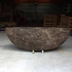 Verelle Dark Emperador Marble sculptural oval bathtub, real product front view