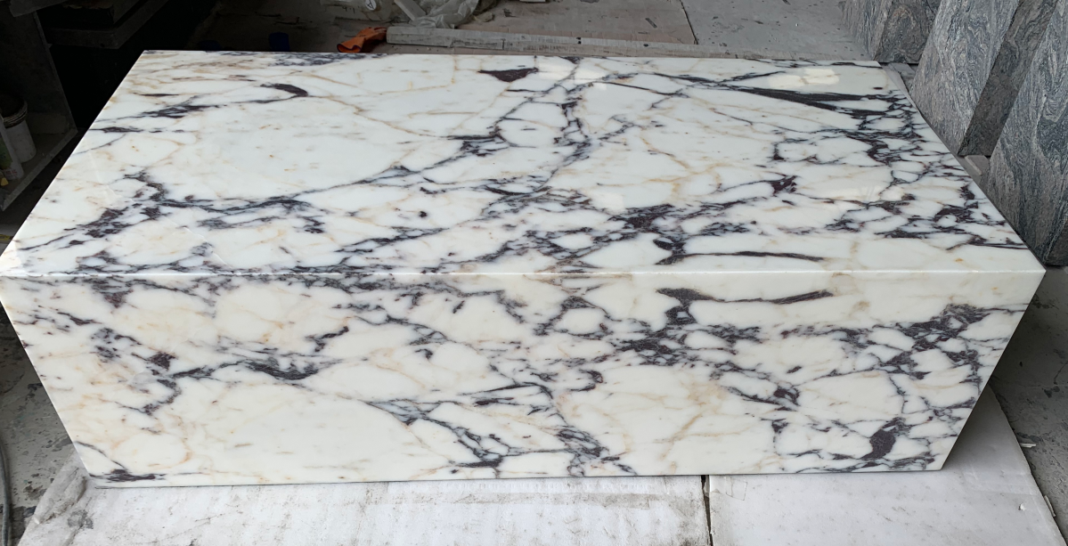 Mesa de centro rectangular con zócalo de mármol ViolaPlinth - Calacatta italiana Viola 