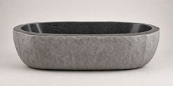 Cavira G654 Gray Granite bathtub, premium side-profile studio visualization