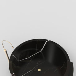 Cirenne BT-139A Portoro Black Marble bathtub design rendering, top view and centered drain reference