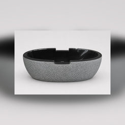 Noctira Absolute Black Granite bathtub, full side-profile studio visualization