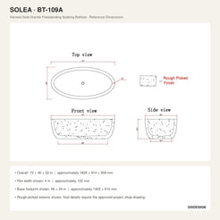 Solea Harvest Gold Granite bathtub reference dimensions