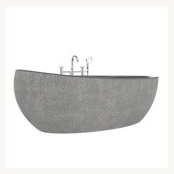 Yuka Absolute Black Granite bathtub, full side-profile studio visualization