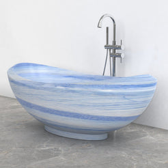Yuna Azura Blue Quartzite soaking bathtub, studio three-quarter visualization